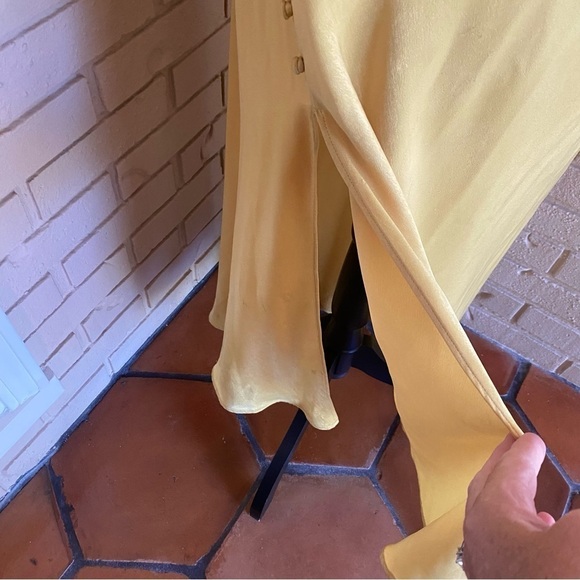 Zara Lingerie Style Gold Satin Slip Dress Button Side Large L NEW NWT - Picture 2 of 10